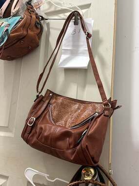 Cato Brown Faux Leather Tooled Floral Crossbody Bag